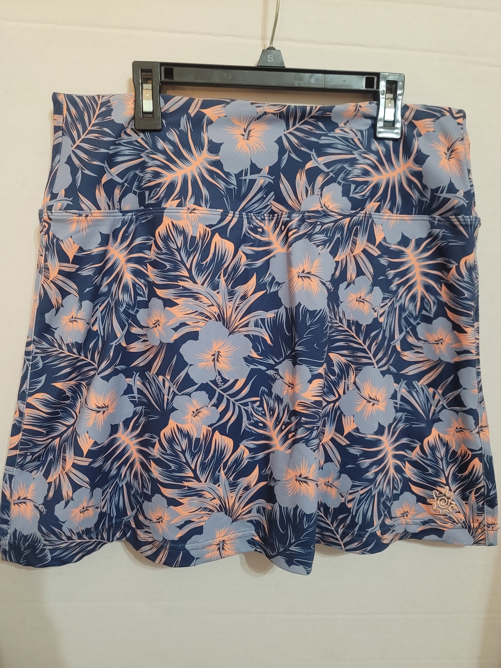 UV Skinz Travel Skort Floral Navy & Peach Circle Skirt - Women Sz M